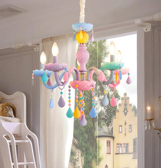 ZOWALA - Candelabra Steel Crystal Kids Room Multi-Color Chandelier Image - 15