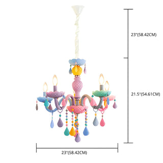 ZOWALA - Candelabra Steel Crystal Kids Room Multi-Color Chandelier #size