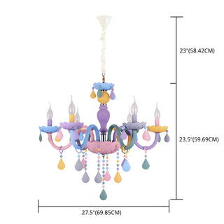 ZOWALA - Candelabra Steel Crystal Kids Room Multi-Color Chandelier Image - 17