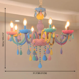 ZOWALA - Candelabra Steel Crystal Kids Room Multi-Color Chandelier Image - 18