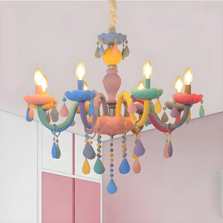 ZOWALA - Candelabra Steel Crystal Kids Room Multi-Color Chandelier Image - 2
