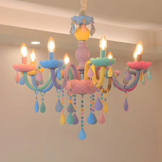 ZOWALA - Candelabra Steel Crystal Kids Room Multi-Color Chandelier Image - 3