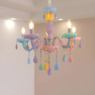 ZOWALA - Candelabra Steel Crystal Kids Room Multi-Color Chandelier Image - 4