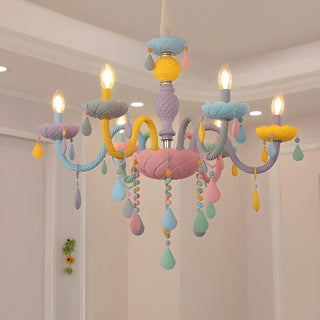 ZOWALA - Candelabra Steel Crystal Kids Room Multi-Color Chandelier Image - 5