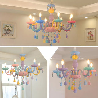 ZOWALA - Candelabra Steel Crystal Kids Room Multi-Color Chandelier Image - 6
