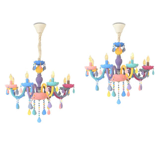 ZOWALA - Candelabra Steel Crystal Kids Room Multi-Color Chandelier Image - 7