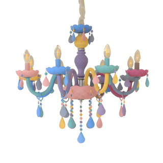 ZOWALA - Candelabra Steel Crystal Kids Room Multi-Color Chandelier Image - 8