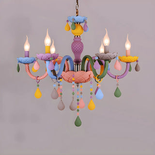 ZOWALA - Candelabra Steel Crystal Kids Room Multi-Color Chandelier Image - 9