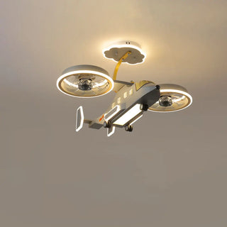 Kids Room LED Creative Helicopter Ceiling Fan Light Zawala Image - 3