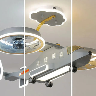 Kids Room LED Creative Helicopter Ceiling Fan Light Zawala Image - 4