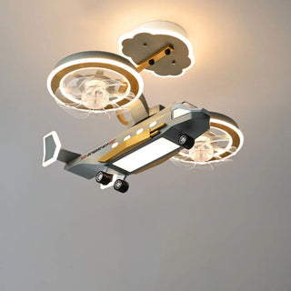 Kids Room LED Creative Helicopter Ceiling Fan Light Zawala Image - 5