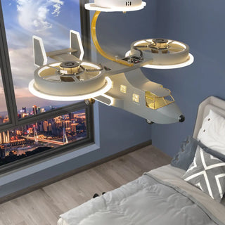 Kids Room LED Creative Helicopter Ceiling Fan Light Zawala Image - 6