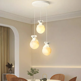 Cute Bear White Acrylic Children Room Pendant Light Zawala Image - 1