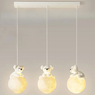 Cute Bear White Acrylic Children Room Pendant Light Zawala Image - 10