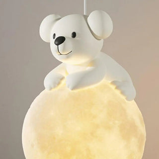 Cute Bear White Acrylic Children Room Pendant Light Zawala Image - 12