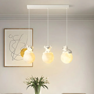 Cute Bear White Acrylic Children Room Pendant Light Zawala Image - 3