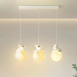 Cute Bear White Acrylic Children Room Pendant Light Zawala Image - 8
