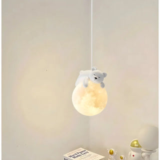 ZOWALA - Cute Bear Globe Kids Children Room Pendant Light Image - 4