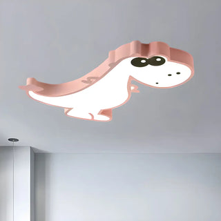 ZOWALA - Kids Bedroom Cute Pink Dinosaur LED Flush Mount Light Image - 3