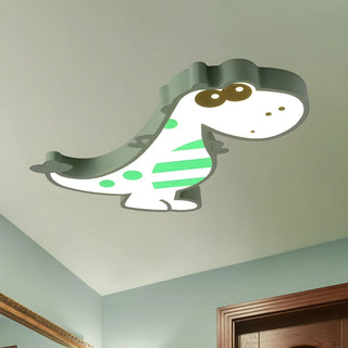 ZOWALA - Kids Bedroom Cute Pink Dinosaur LED Flush Mount Light Image - 4
