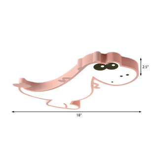 ZOWALA - Kids Bedroom Cute Pink Dinosaur LED Flush Mount Light Image - 6