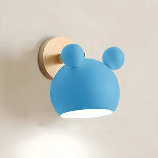 Cute Kid's Room Green Bear Ears Wooden Wall Sconce Zawala Image - 10