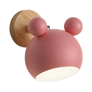 Cute Kid's Room Green Bear Ears Wooden Wall Sconce Zawala Image - 11