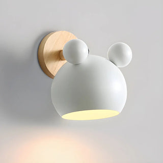 Cute Kid's Room Green Bear Ears Wooden Wall Sconce Zawala Image - 13