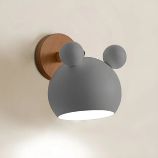 Cute Kid's Room Green Bear Ears Wooden Wall Sconce Zawala Image - 15