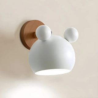 Cute Kid's Room Green Bear Ears Wooden Wall Sconce Zawala Image - 17