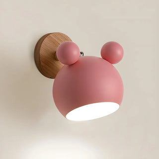Cute Kid's Room Green Bear Ears Wooden Wall Sconce Zawala Image - 19