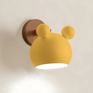Cute Kid's Room Green Bear Ears Wooden Wall Sconce Zawala Image - 20