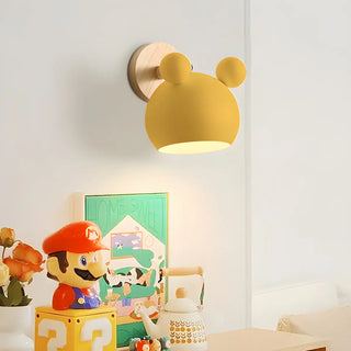 Cute Kid's Room Green Bear Ears Wooden Wall Sconce Zawala Image - 21