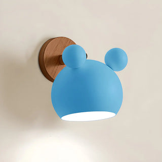 Cute Kid's Room Green Bear Ears Wooden Wall Sconce Zawala Image - 22