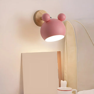 Cute Kid's Room Green Bear Ears Wooden Wall Sconce Zawala Image - 23