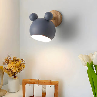 Cute Kid's Room Green Bear Ears Wooden Wall Sconce Zawala Image - 25