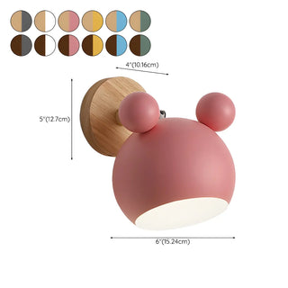 Cute Kid's Room Green Bear Ears Wooden Wall Sconce Zawala #size