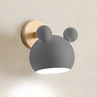 Cute Kid's Room Green Bear Ears Wooden Wall Sconce Zawala Image - 4