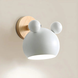 Cute Kid's Room Green Bear Ears Wooden Wall Sconce Zawala Image - 6
