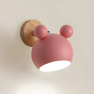 Cute Kid's Room Green Bear Ears Wooden Wall Sconce Zawala Image - 7