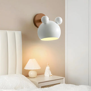 Cute Kid's Room Green Bear Ears Wooden Wall Sconce Zawala Image - 8