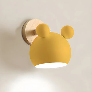Cute Kid's Room Green Bear Ears Wooden Wall Sconce Zawala Image - 9