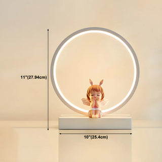 Simple Angel Design Circular LED  Night Table Lamp Zawala Image - 18