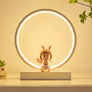 Simple Angel Design Circular LED  Night Table Lamp Zawala Image - 2
