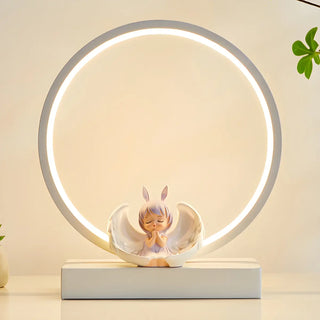 Simple Angel Design Circular LED  Night Table Lamp Zawala Image - 3