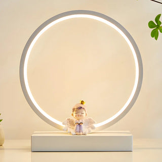 Simple Angel Design Circular LED  Night Table Lamp Zawala Image - 5