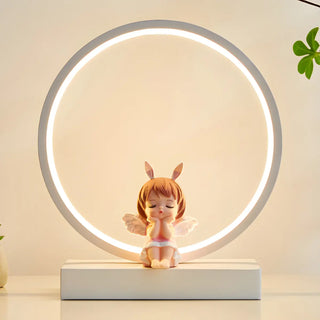 Simple Angel Design Circular LED  Night Table Lamp Zawala Image - 6