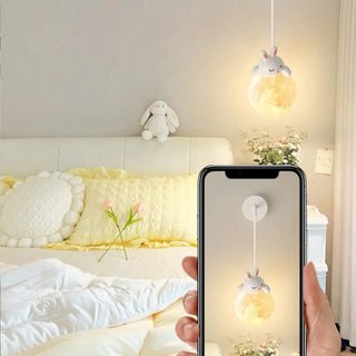 Children's Room Cute White Bear and Moon Wall Sconce Zawala Image - 14