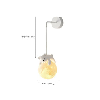 Children's Room Cute White Bear and Moon Wall Sconce Zawala Image - 17