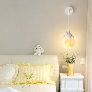 Children's Room Cute White Bear and Moon Wall Sconce Zawala Image - 5